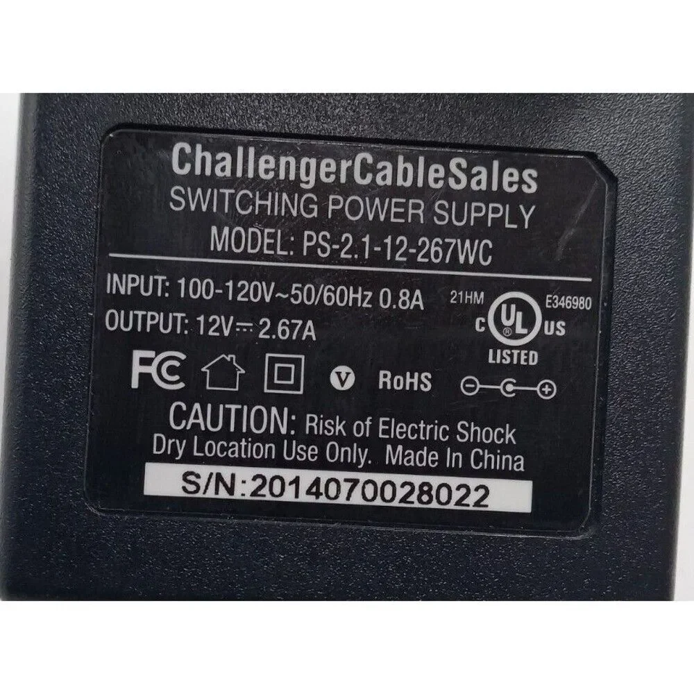 ChallengerCableSales Switching Power Supply PS-2.1-12-267WC 12V 2.67A